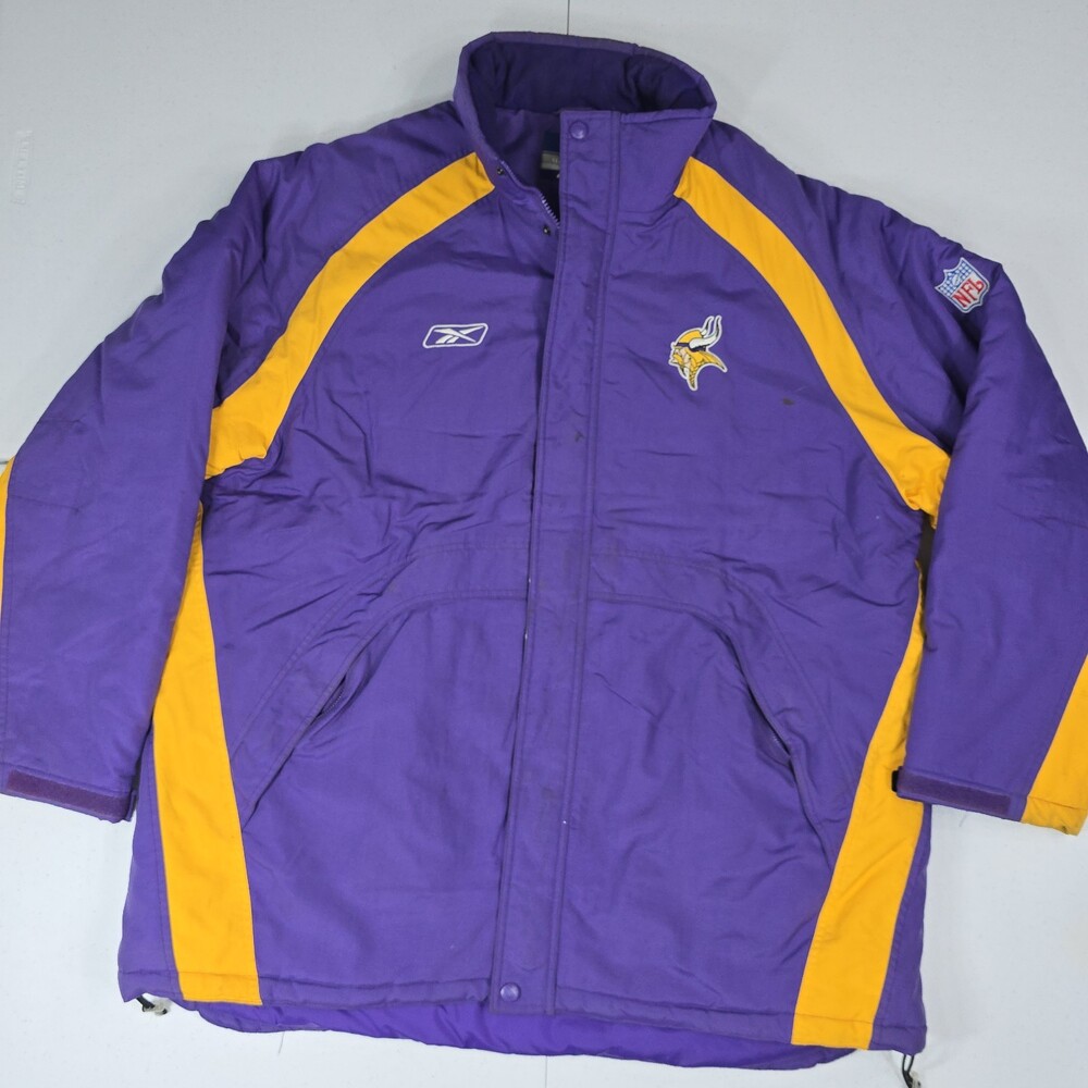 Vintage 90s/Y2K Minnesota Vikings On-Field Men XL Reebok Insulated Jacket Cold